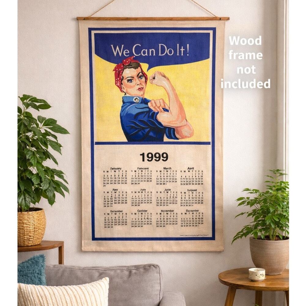 Vintage 1999 Rosie the Riveter Canvas Wall Hanging Calendar Smithsonian